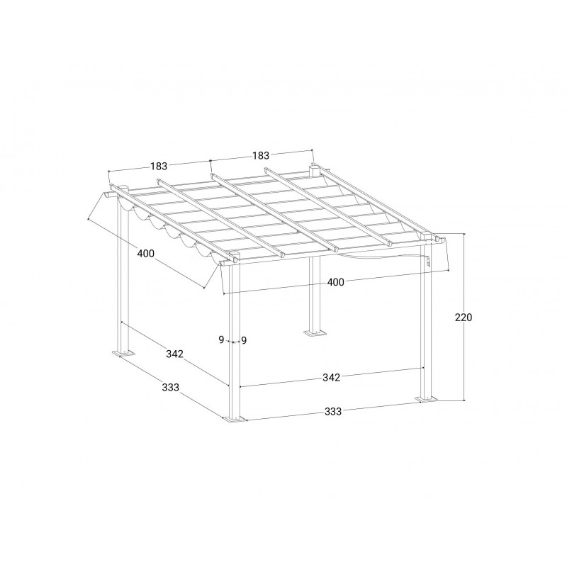 GAZEBO / PERGOLA IN ALLUMINIO E ACCIAIO ANTRACITE 4 X 4 M CON TETTO  SCORREVOLE - Arredo Casa