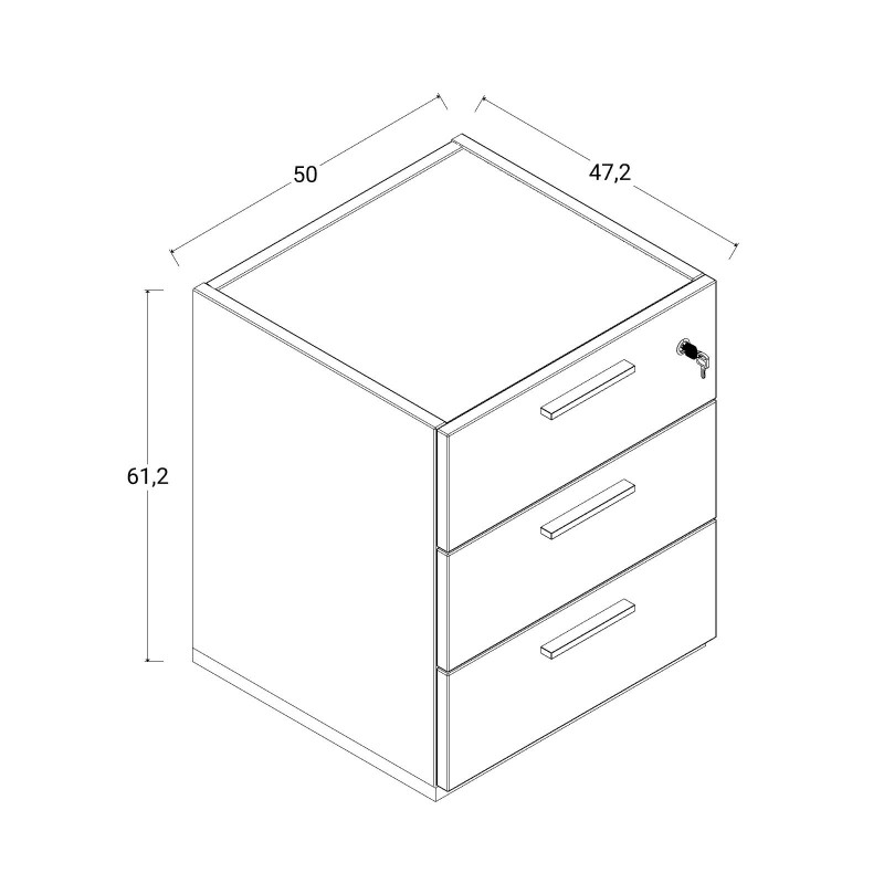 COMPOSAD Cassettiera della Linea DAVINCI BRERA con 3 cassetti e