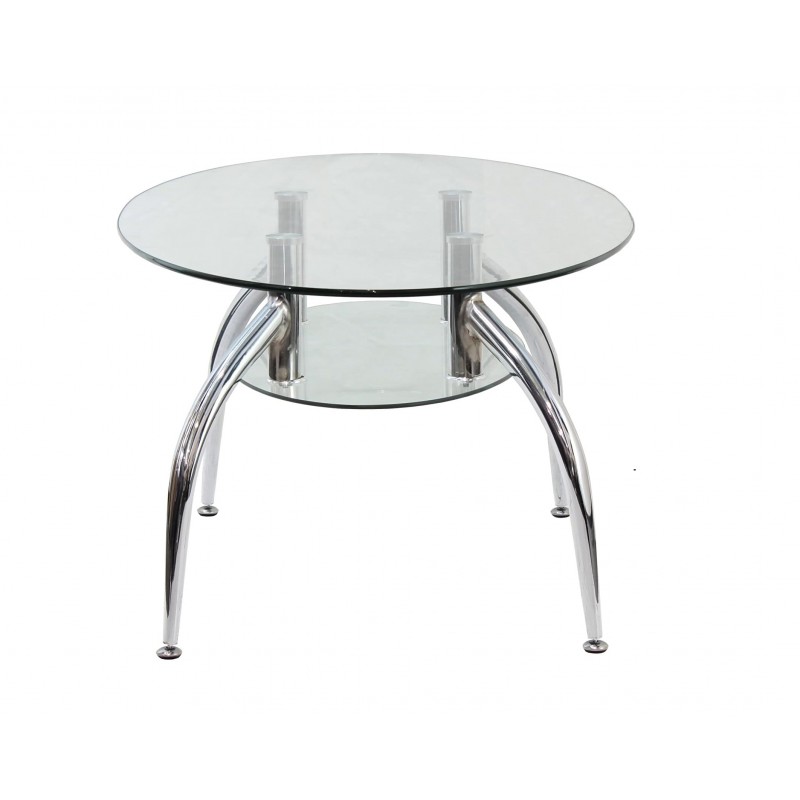 Tavolino da Salotto in cristallo Tortona L H 30cm finitura acciaio - AVECASA