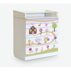 FASCIATOIO PIEGHEVOLE  ELLY CON 4 CASSETTI  FRONTALI CASSETTI DECORATI MOTIVO 1 POLINI KIDS SWEET