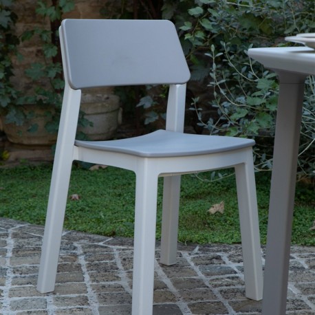 SEDIA DA GIARDINO MODELLO BISTROT IN POLIPROPILENE COLORE GRIGIO CHIARO E GRIGIO TORTORA