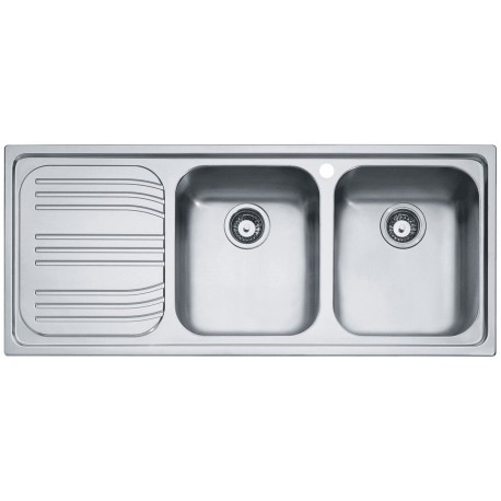 LAVELLO FRANKE  SERIE INCASSO 2 VASCHE A DX CON SCIVOLO  IN ACCIAIO INOX AISI 304 18/10 MODELLO RADAR 116 X 50