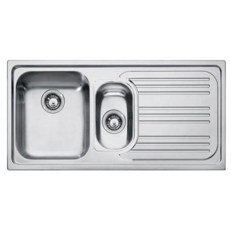 LAVELLO FRANKE  SERIE INCASSO 2 VASCHE A SX CON SCIVOLO  IN ACCIAIO INOX AISI 304 18/10 MODELLO RADAR 100 X 50