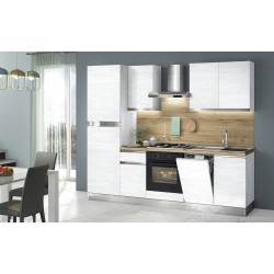 CUCINA COMPONIBILE  MARYSEL FINITURA STUCCO VENEZIANO BIANCO CON MANIGLIE A GOLA E LAVASTOVIGLIE INCASSO  VERSIONE DX - SX