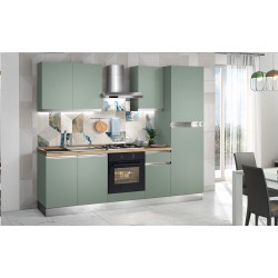 CUCINA COMPONIBILE MODELLO MARYSEL FINITURA VERDE CON MANIGLIE A GOLA E LAVASTOVIGLIE INCASSO  VERSIONE DX - SX