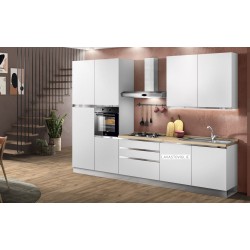 CUCINA COMPONIBILE MODELLO MARYSEL BIANCO OPACO CON MANIGLIE A GOLA E LAVASTOVIGLIE DA 60 INCASSO  VERSIONE DX - SX