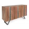 CREDENZA ARON 3 ANTE BATTENTI IN LEGNO MASSELLO DI ACACIA GAMBE E STRUTTURA IN ACCIAIO L.145 CM.