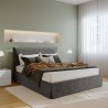 LETTO MATRIMONIALE CON CONTENITORE MODELLO GLISSY CON RETE IN DOGHE DI FAGGIO INCLUSA IN TESSUTO GRIGIO CENERE