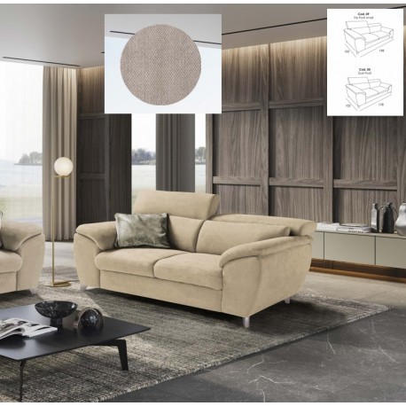 DIVANI CON LETTI 3 POSTI + 2 POSTI  MODELLO AMALFI IN TESSUTO BEIGE QUEEN 8005 CON POGGIATESTA CON RECLINER