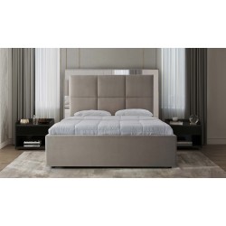 LETTO MATRIMONIALE MODELLO SUZANNE CON CONTENITORE TESTATA CON CORNICE E INSERTI A SPECCHIO