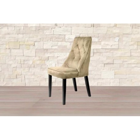 SEDIA MODELLO OREGON STRUTTURA IL LEGNO LACCATO NERO SEDUTA IN VELLUTO BEIGE