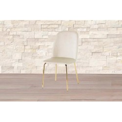 SEDIA MODELLO GLAMOUR IN VELLUTO BEIGE STRUTTURA IN METALLO COLORE ORO