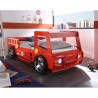 LETTINO A FORMA DI CAMION  PER PICCOLI POMPIERI  LACCATO ROSSO ENGINEERED WOOD