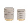 SET 2 POUF MODELLO DARINA IN TESSUTO BEIGE EFFETTO VELLUTO