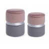 SET 2 POUF MODELLO POLINA IN TESSUTO ROSA ANTICO E GRIGIO  EFFETTO VELLUTO