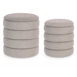 SET 2 POUF MODELLO KATERINA IN TESSUTO GRIGIO CHIARO BOUCLE'