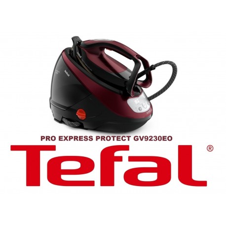 FERRO DA STIRO CON CALDAIA TEFAL MODELLO PRO EXPRESS PROTECT NERO E BORGOGNA  GV9230EO