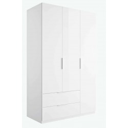 ARMADIO MODELLO ARA 353K IN LAMINATO BIANCO CON 3 ANTE BATTENTI E 2 CASSETTI