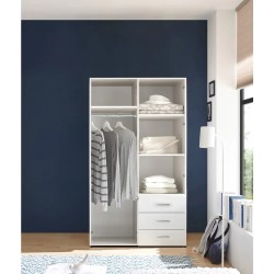 ARMADIO MODELLO  HARRY IN LAMINATO BIANCO OPACO CON  2 ANTE BATTENTI E 3 CASSETTI