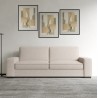 DIVANO 3 POSTI MODELLO FULVIO IN TESSUTO A TRAMA SOTTILE FINITURA BEIGE CON PIEDI IN LEGNO