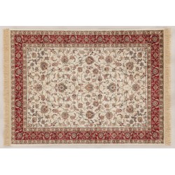 TAPPETO CLASSICO MODELLO FARSHIAN FANTASIA AVORIO CON CORNICE ROSSO