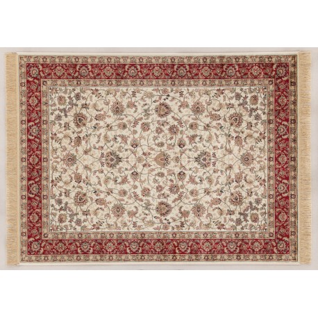 TAPPETO CLASSICO MODELLO FARSHIAN FANTASIA AVORIO CON CORNICE ROSSO