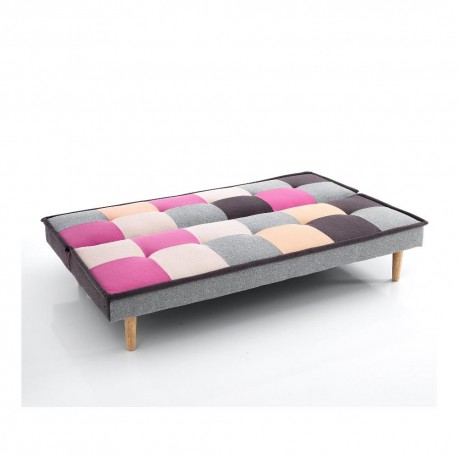 DIVANO PRONTO LETTO SMART IN TESSUTO QUADRI MULTICOLOR